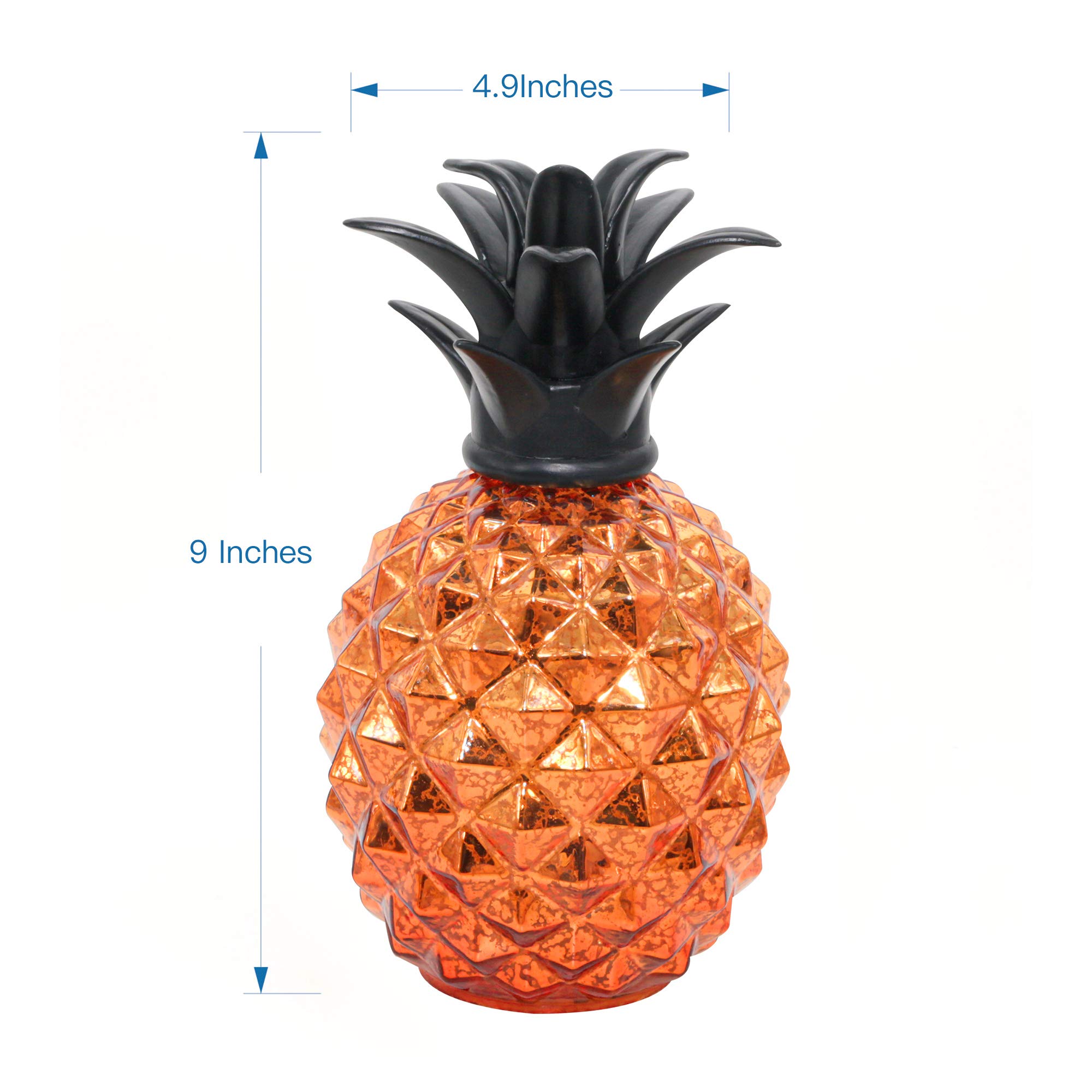 Romingo Mercury Glass Pineapple Lamp 9 Inch Batteries Operated